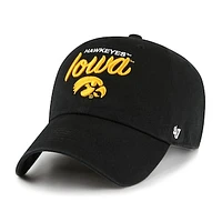 Women's '47 Black Iowa Hawkeyes Phoebe Clean Up Adjustable Hat