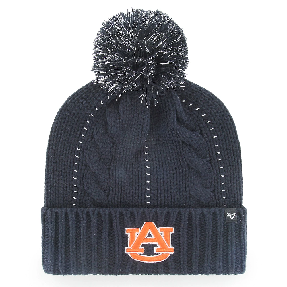 Women's '47 Navy Auburn Tigers Bauble Cuffed Knit Hat with Pom