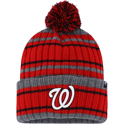 Men's '47 Gray/Red Washington Nationals Rexford Cuffed Knit Hat with Pom