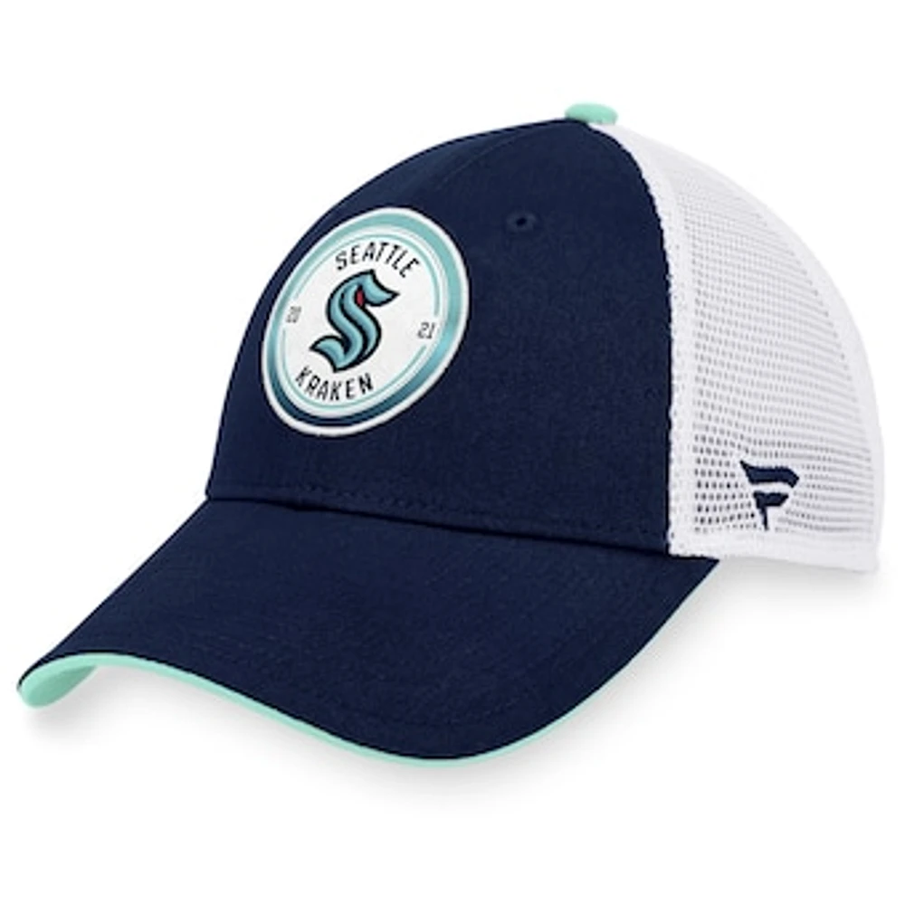 Men's Fanatics Deep Sea Blue/White Seattle Kraken Iconic Gradient Trucker Snapback Hat