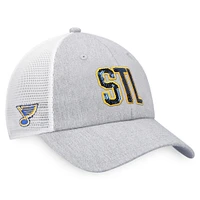 Women's  Fanatics Heather Gray/White St. Louis Blues Iconic Glimmer Trucker Snapback Hat