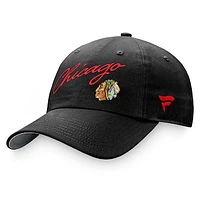 Women's Fanatics Black Chicago Blackhawks True Classic Retro Script Adjustable Hat