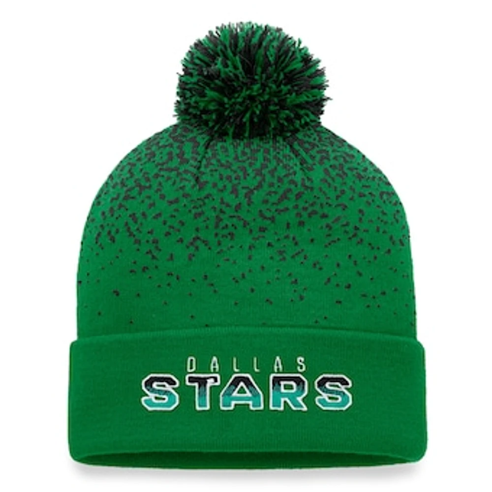 Men's Fanatics Kelly Green Dallas Stars Iconic Gradient Cuffed Knit Hat with Pom