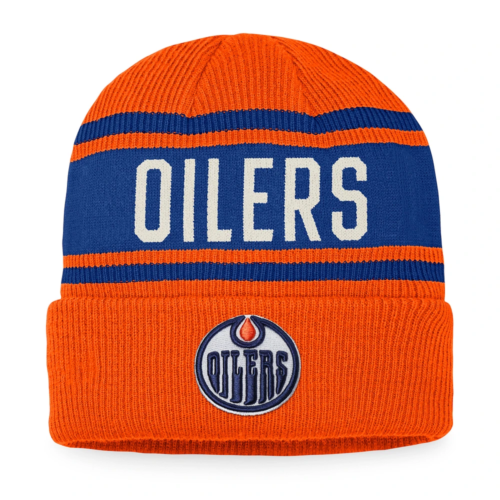 Men's Fanatics Orange/Blue Edmonton Oilers True Classic Retro Cuffed Knit Hat