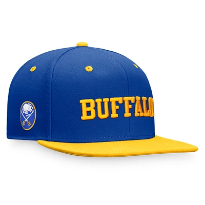 Men's Fanatics Royal/Gold Buffalo Sabres Heritage City Two-Tone Snapback Hat