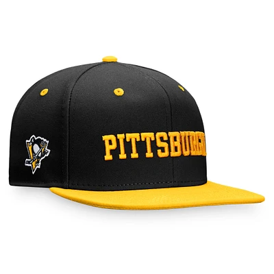 Men's Fanatics Black/Gold Pittsburgh Penguins Heritage City Two-Tone Snapback Hat