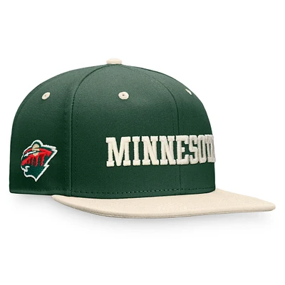 Men's Fanatics Green/Cream Minnesota Wild Heritage City Two-Tone Snapback Hat