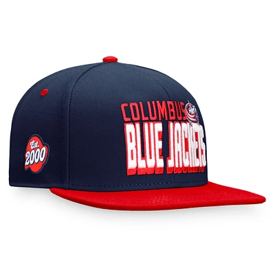 Men's Fanatics Navy/Red Columbus Blue Jackets Heritage Retro Two-Tone Snapback Hat