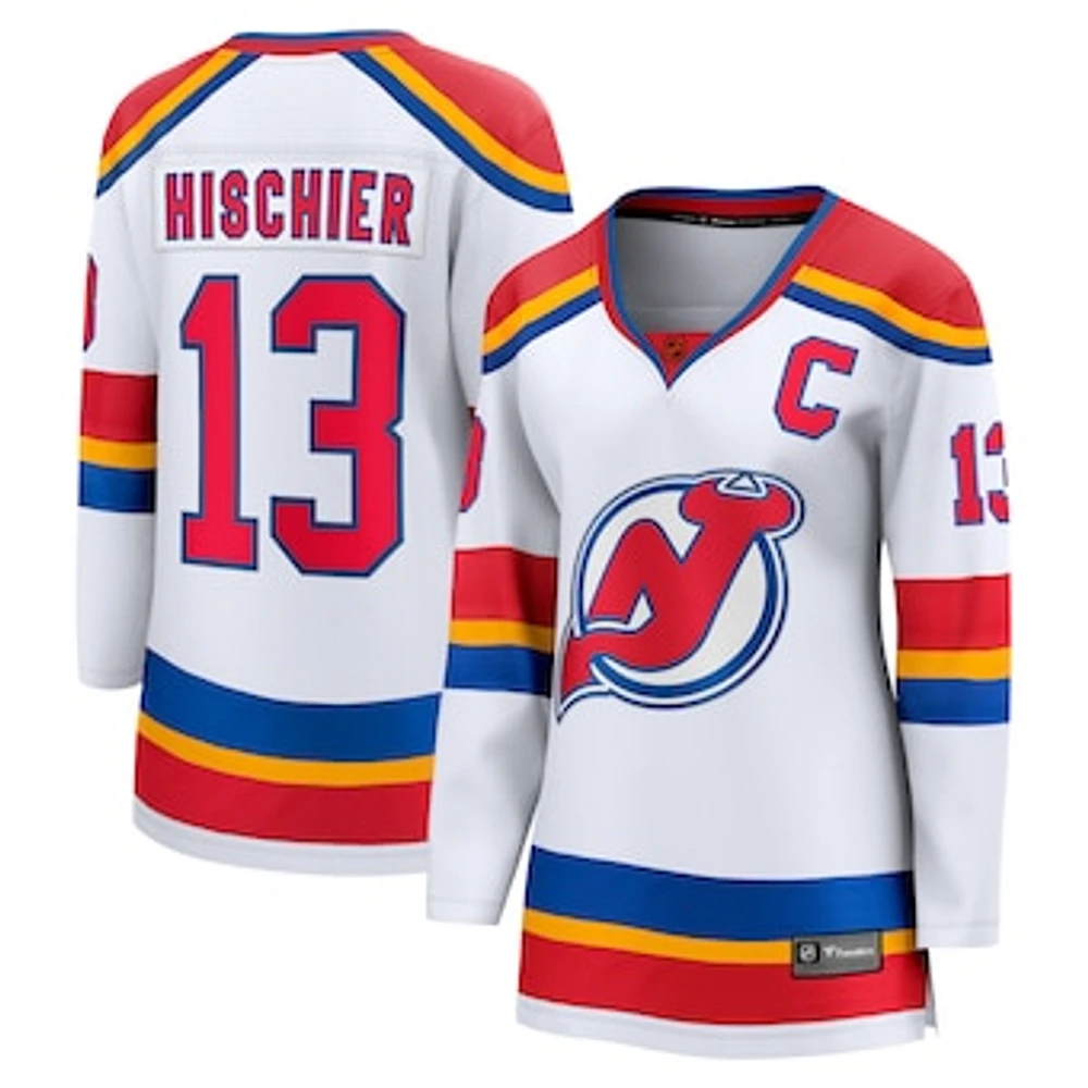 Women's Fanatics Nico Hischier White New Jersey Devils Captain Patch Special Edition 2.0 Breakaway Player