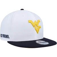 Men's New Era White/Navy West Virginia Mountaineers Two-Tone Mascot 9FIFTY Snapback Hat