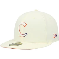 Men's New Era Cream Clemson Tigers Chrome Color Dim 59FIFTY Fitted Hat