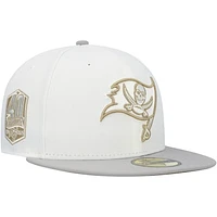 Men's New Era White/Gray Tampa Bay Buccaneers 40th Season Gold Undervisor 59FIFTY Fitted Hat