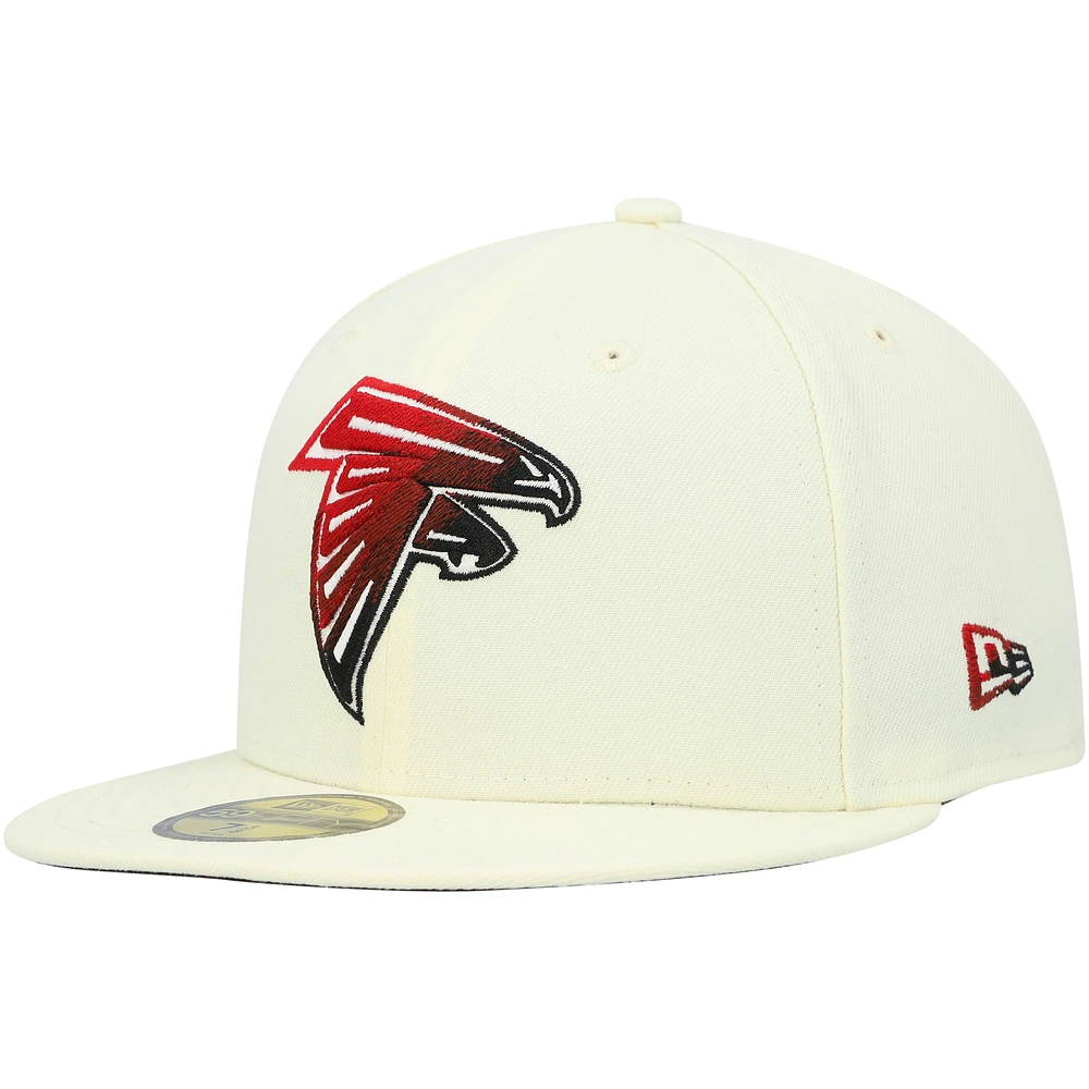 Men's New Era Cream Atlanta Falcons Chrome Color Dim 59FIFTY Fitted Hat