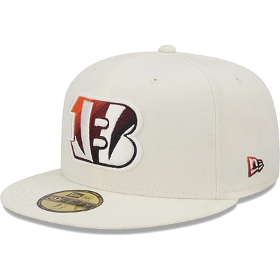 Men's New Era Cream Cincinnati Bengals Chrome Color Dim 59FIFTY Fitted Hat