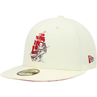 Men's New Era Cream Tampa Bay Buccaneers Chrome Color Dim 59FIFTY Fitted Hat