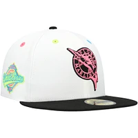 Men's New Era White Florida Marlins Cooperstown Collection Neon Eye 59FIFTY Fitted Hat