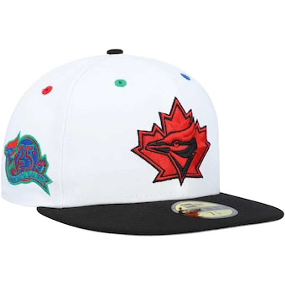 Men's New Era White/Black Toronto Blue Jays 25th Anniversary Primary Eye 59FIFTY Fitted Hat