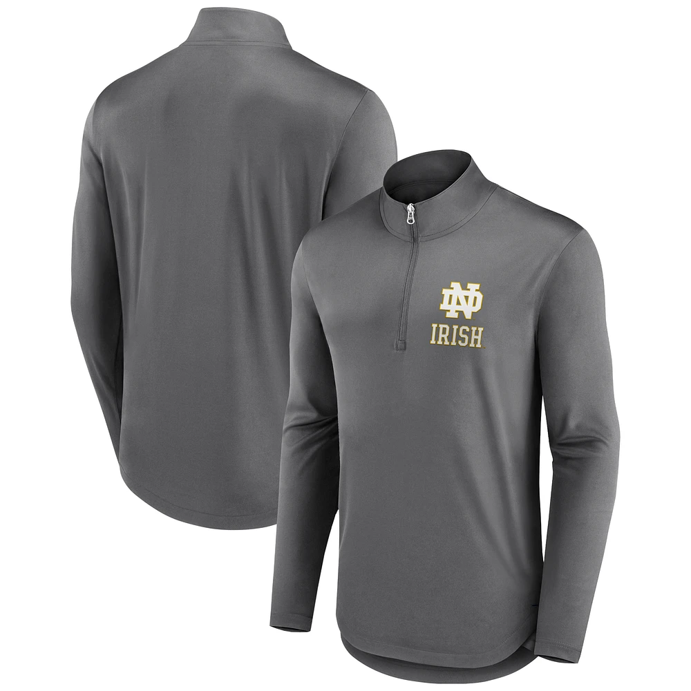 Men's Fanatics Gray Notre Dame Fighting Irish Tough Minded Quarter-Zip Top