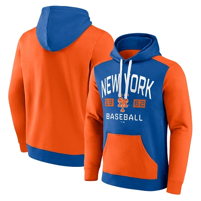 Men's Fanatics Royal/Orange New York Mets Chip Pullover Hoodie