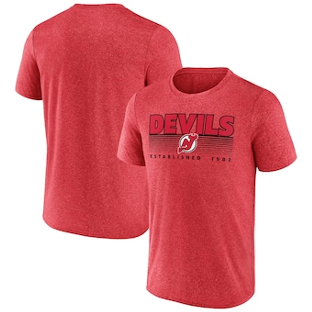 Men's Fanatics Heathered Red New Jersey Devils Prodigy Performance T-Shirt