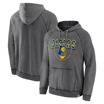 Men's Fanatics Gray Indiana Pacers True Classics Vintage Snow Wash Raglan Pullover Hoodie