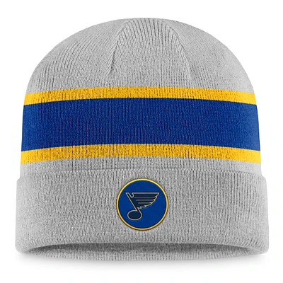 Men's Fanatics Heather Gray St. Louis Blues Team Logo Cuffed Knit Hat