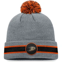 Men's Fanatics Heather Gray Anaheim Ducks Cuffed Knit Hat with Pom