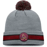 Men's Fanatics Heather Gray Arizona Coyotes Cuffed Knit Hat with Pom