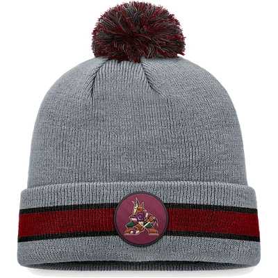 Men's Fanatics Heather Gray Arizona Coyotes Cuffed Knit Hat with Pom