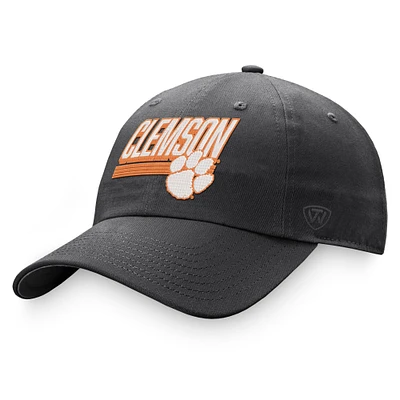 Men's Top of the World Charcoal Clemson Tigers Slice Adjustable Hat