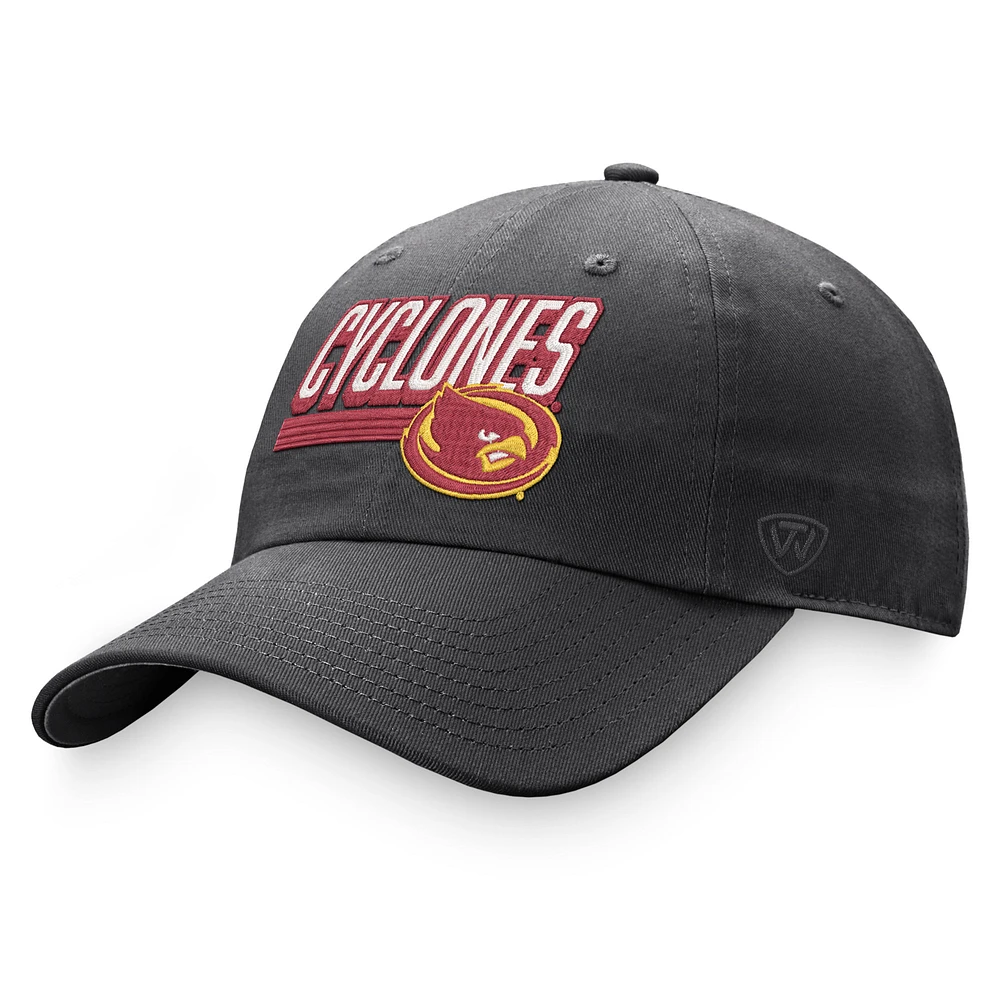 Men's Top of the World Charcoal Iowa State Cyclones Slice Adjustable Hat