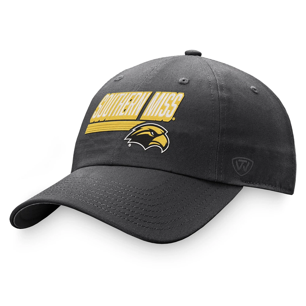 Men's Top of the World Charcoal Southern Miss Golden Eagles Slice Adjustable Hat