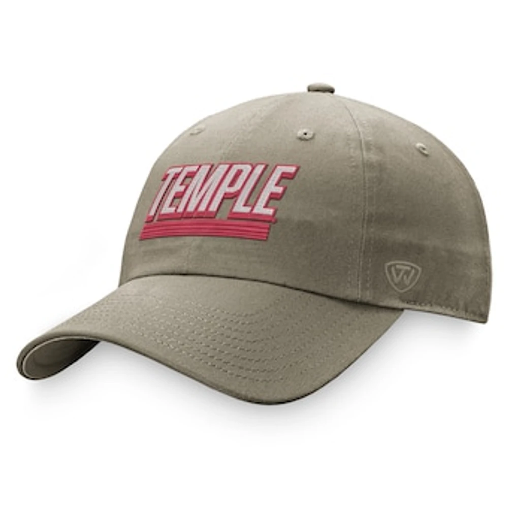 Men's Top of the World Khaki Temple Owls Slice Adjustable Hat