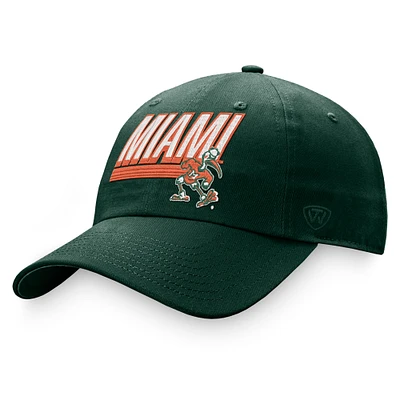 Men's Top of the World Green Miami Hurricanes Slice Adjustable Hat