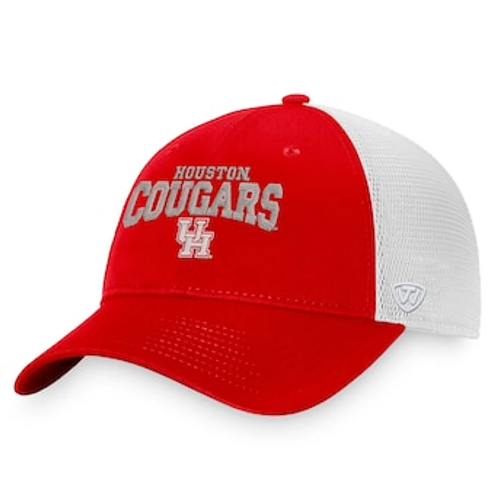 Men's Top of the World Red Houston Cougars Breakout Trucker Snapback Hat