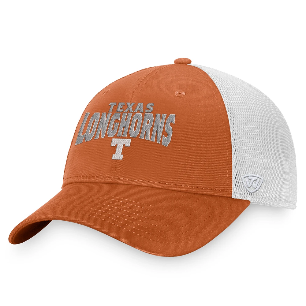 Men's Top of the World Texas Orange/White Texas Longhorns Breakout Trucker Snapback Hat