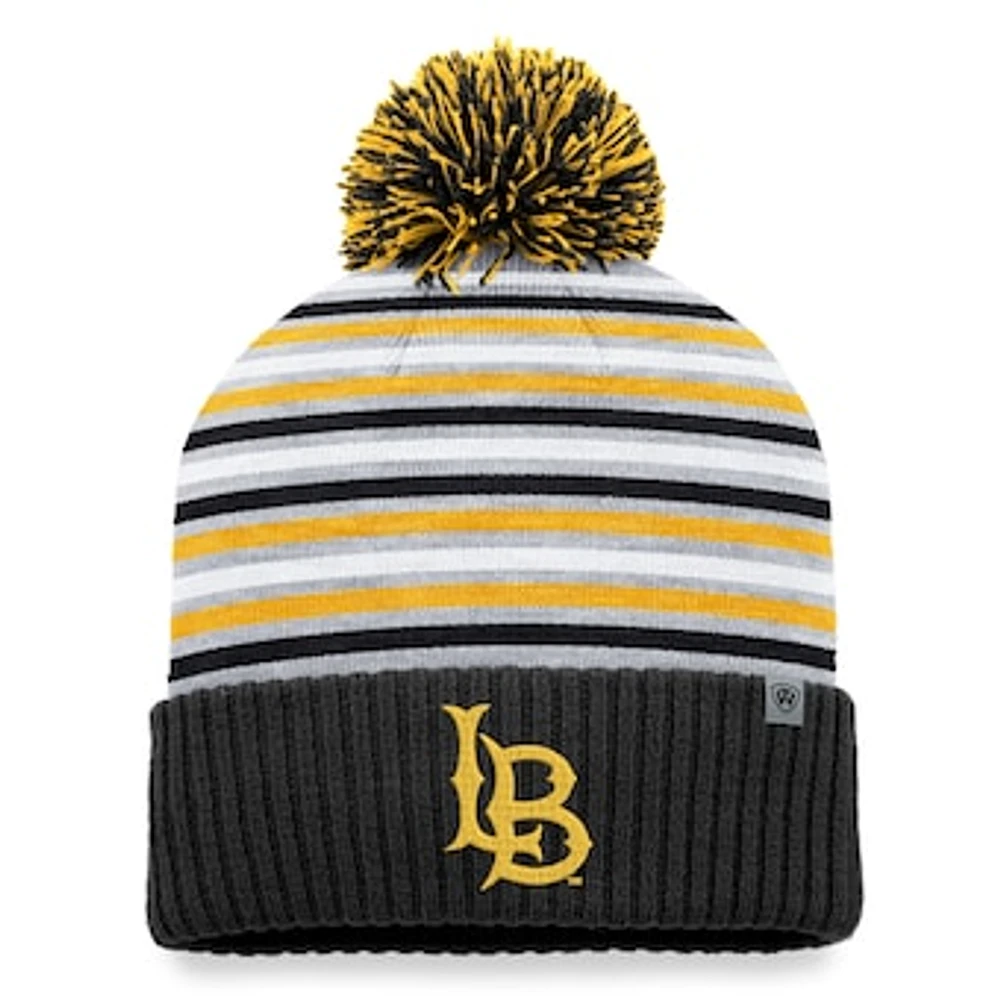 Men's Top of the World Black Cal State Long Beach The Beach Dash Cuffed Knit Hat with Pom