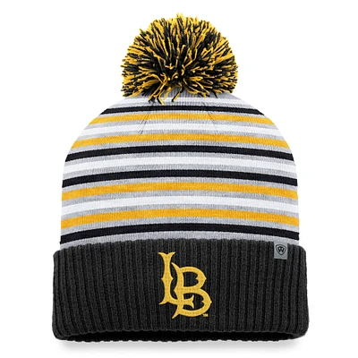 Men's Top of the World Black Cal State Long Beach The Beach Dash Cuffed Knit Hat with Pom