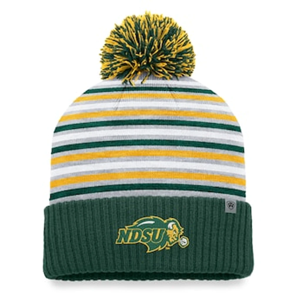 Men's Top of the World Green NDSU Bison Dash Cuffed Knit Hat with Pom