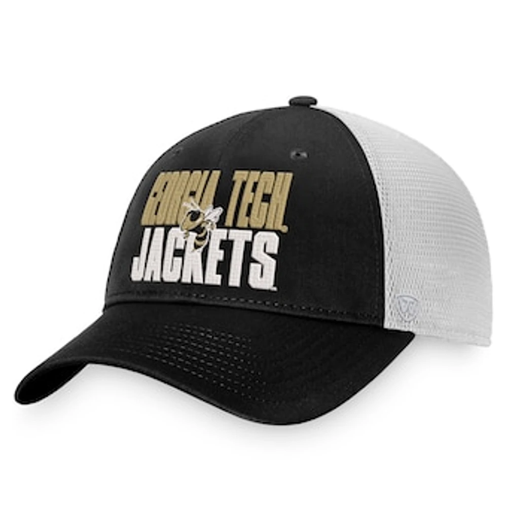 Men's Top of the World Black/White Georgia Tech Yellow Jackets Stockpile Trucker Snapback Hat