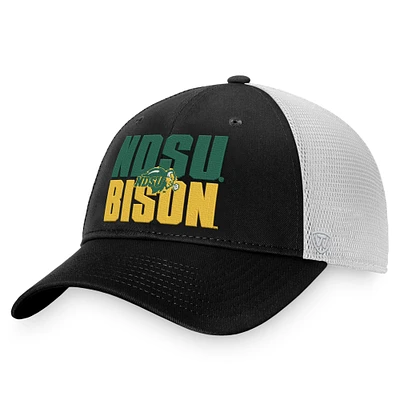 Men's Top of the World Black/White NDSU Bison Stockpile Trucker Snapback Hat