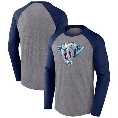 Men's Fanatics Heather Gray Nashville Predators Special Edition Long Sleeve Tri-Blend Raglan T-Shirt