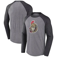 Men's Fanatics Heather Gray Ottawa Senators Special Edition Long Sleeve Tri-Blend Raglan T-Shirt