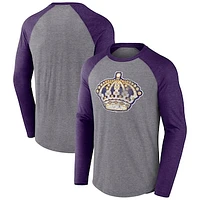 Men's Fanatics Heather Gray Los Angeles Kings Special Edition Long Sleeve Tri-Blend Raglan T-Shirt