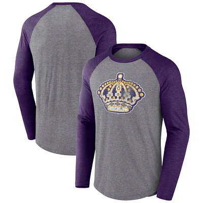 Men's Fanatics Heather Gray Los Angeles Kings Special Edition Long Sleeve Tri-Blend Raglan T-Shirt