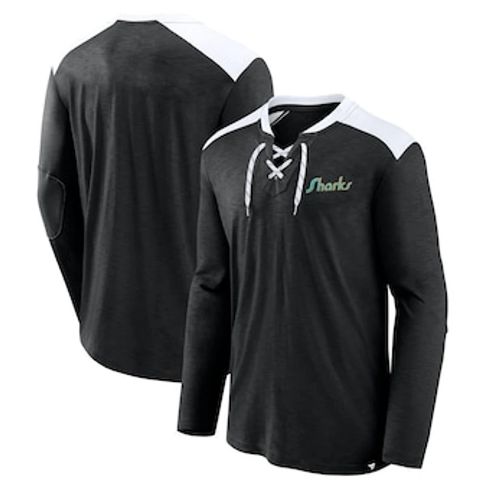 Men's Fanatics Black San Jose Sharks Special Edition 2.0 Long Sleeve Lace-Up T-Shirt