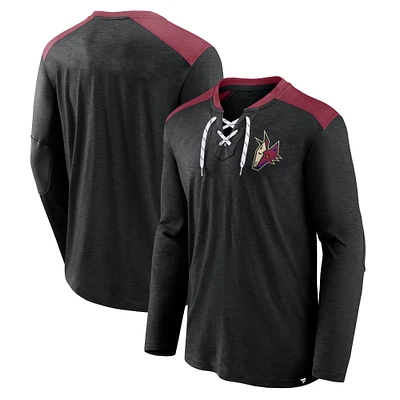 Men's Fanatics Black Arizona Coyotes Special Edition 2.0 Long Sleeve Lace-Up T-Shirt