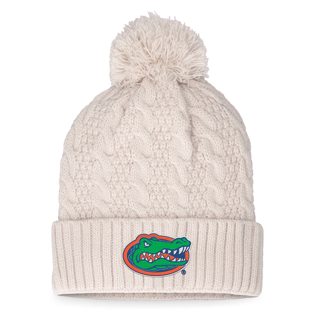 Women's Top of the World Cream Florida Gators Pearl Cuffed Knit Hat with Pom