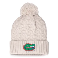 Women's Top of the World Cream Florida Gators Pearl Cuffed Knit Hat with Pom