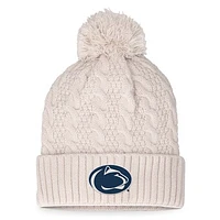 Women's Top of the World Cream Penn State Nittany Lions Pearl Cuffed Knit Hat with Pom